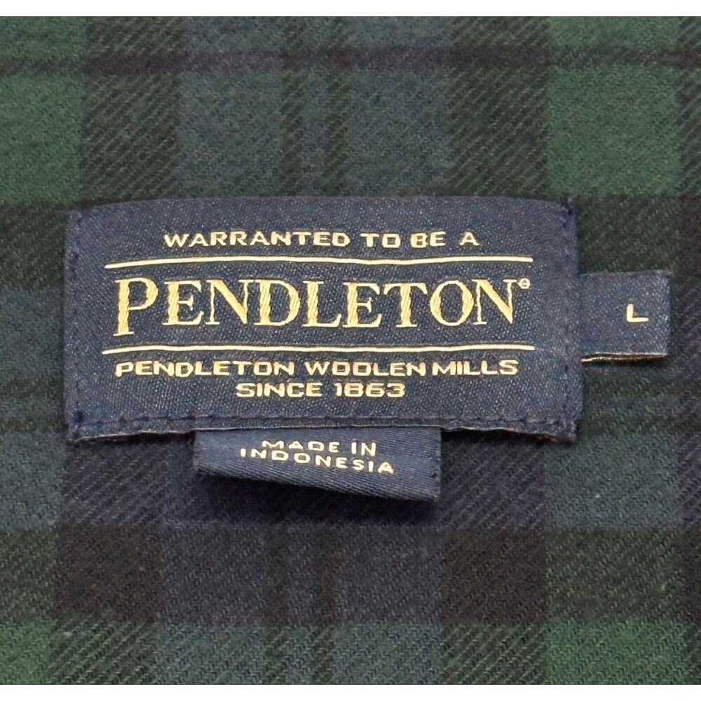 Pendleton Black Watch Tartan Plaid Flannel Pajama Shirt Men’s Size Large - Picture 5 of 8